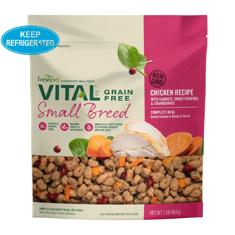 Pet ProductsCooked Dog Food - VITAL - Grain Free Small Breed Chicken Recipe with Carrots, Sweet Potatoes & Cranberries - 1 lb Pet ProductsCooked Dog Food - VITAL - Grain Free Small Breed Chicken Recipe with Carrots, Sweet Potatoes & Cranberries - 1 lb