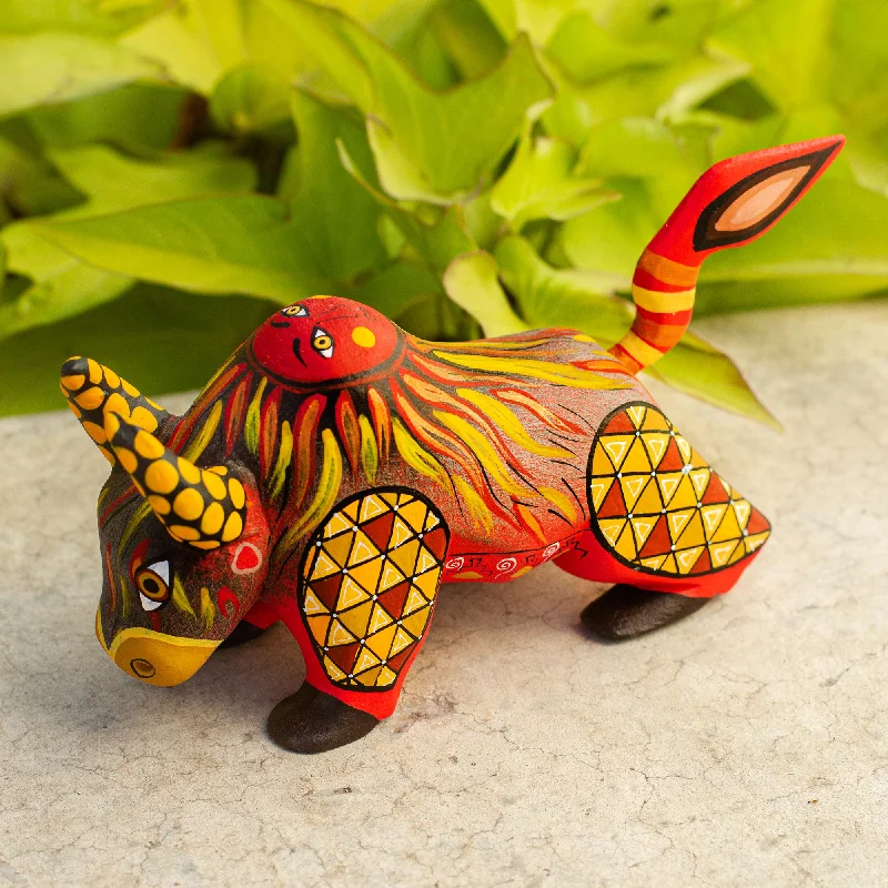- Pet monitor with cameraSun Force Orange Alebrije Bull with Multicolor Hand Painted Motifs