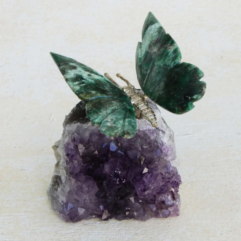 - Dog anti-slip matForest Wings Serpentinite and Amethyst Butterfly Gemstone Figurine