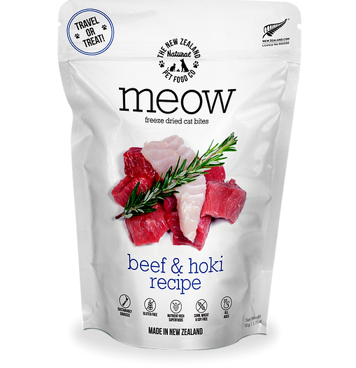    - Digestive care cat food  New Zealand Pet Food Co. Meow Treats Beef & Hoki
