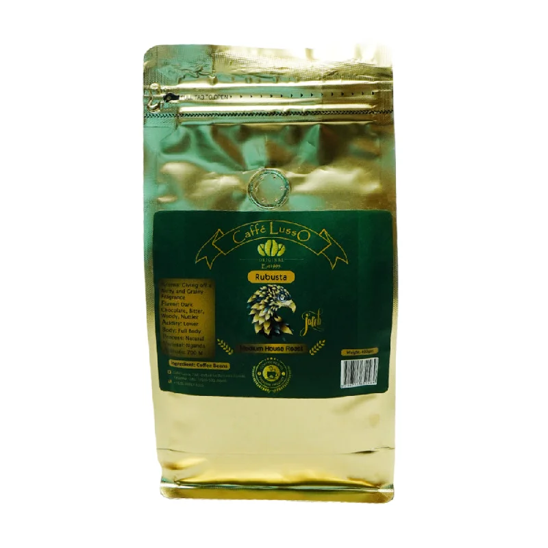 - Degradable pet feces bagCAFFE LUSSO ROBUSTA MEDIUM ROAST COFFEE BEANS POUCH 400GM