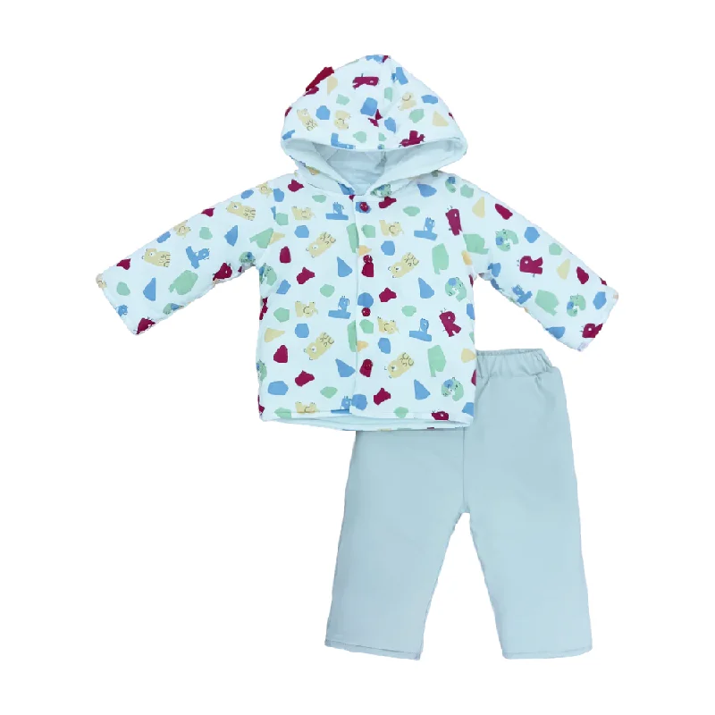 -Anti-slip claw protection raincoat FOR dogsBOYS L/S 2PC QUILTED PAJAMA SUIT HOODED MZW-24 0-3M 241-005 -Anti-slip claw protection raincoat FOR dogsBOYS L/S 2PC QUILTED PAJAMA SUIT HOODED MZW-24 0-3M 241-005