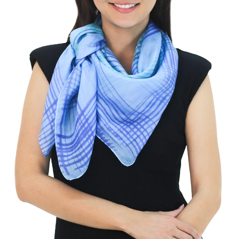 - Pet tear stain cleaning wipesBlue Plaid Thai Blue and Green Square 100% Silk Hand Dyed Scarf