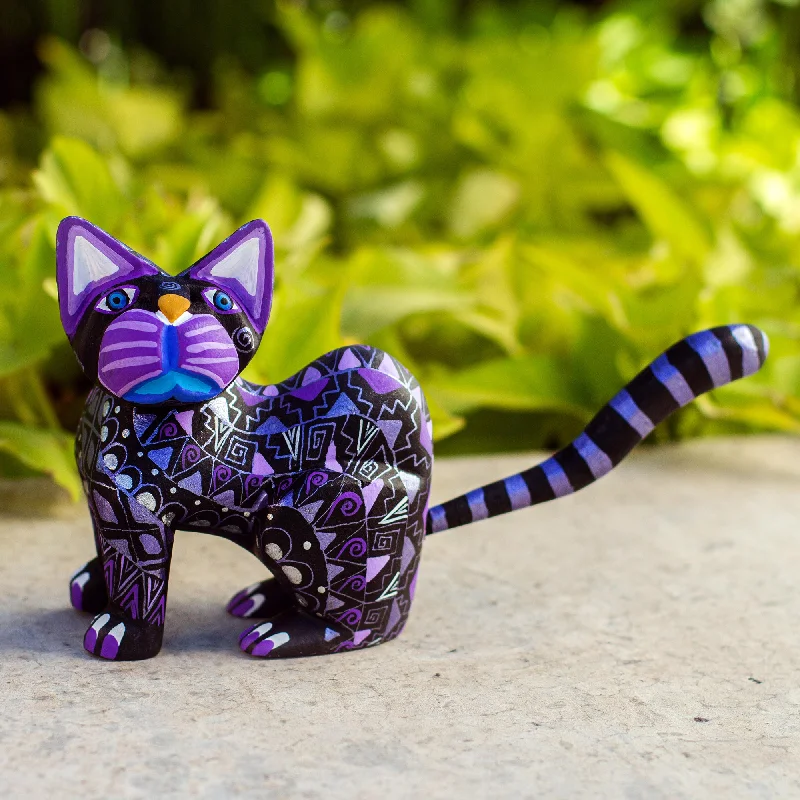 - Pet stroller can be taken on the planeSophisticated Cat Black Alebrije Cat Silver and Purple Hand Painted Motifs - Pet stroller can be taken on the planeSophisticated Cat Black Alebrije Cat Silver and Purple Hand Painted Motifs