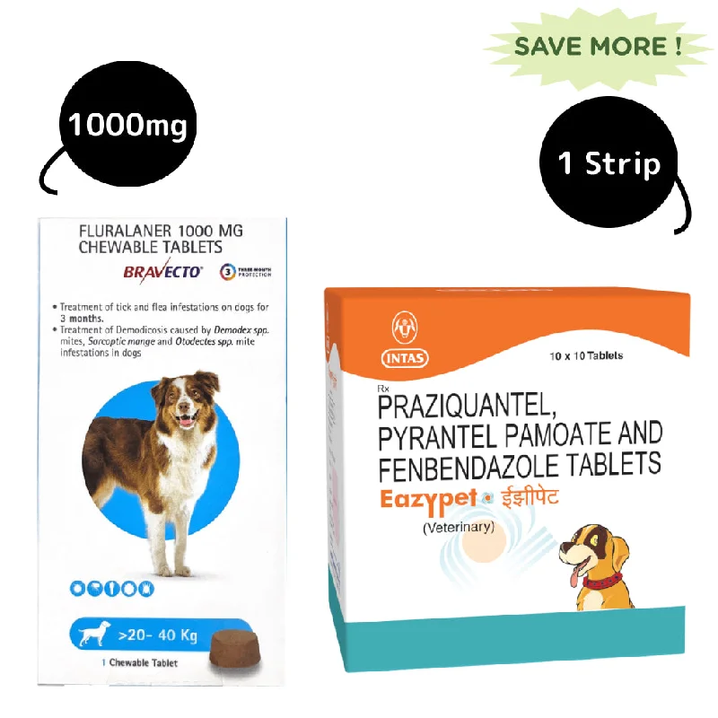 - Durable nylon dog leash wholesaleIntas Eazypet Dog Deworming Tablet (pack of 10 tablets) and MSD Animal Health Bravecto (20-40kg) Combo - Durable nylon dog leash wholesaleIntas Eazypet Dog Deworming Tablet (pack of 10 tablets) and MSD Animal Health Bravecto (20-40kg) Combo