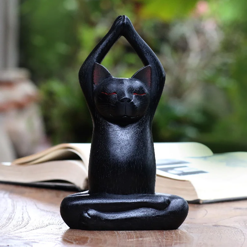 - Pet toys under yuanToward the Sky Black Yoga Cat Black Suar Wood Asana Pose Yoga Cat Sculpture from Bali - Pet toys under yuanToward the Sky Black Yoga Cat Black Suar Wood Asana Pose Yoga Cat Sculpture from Bali