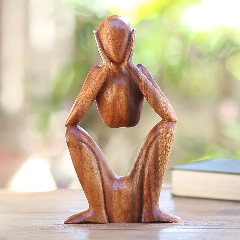- Deodorizing cat litter tofu litterBoredom Natural Suar Wood Sculpture of Bored Figure - Deodorizing cat litter tofu litterBoredom Natural Suar Wood Sculpture of Bored Figure