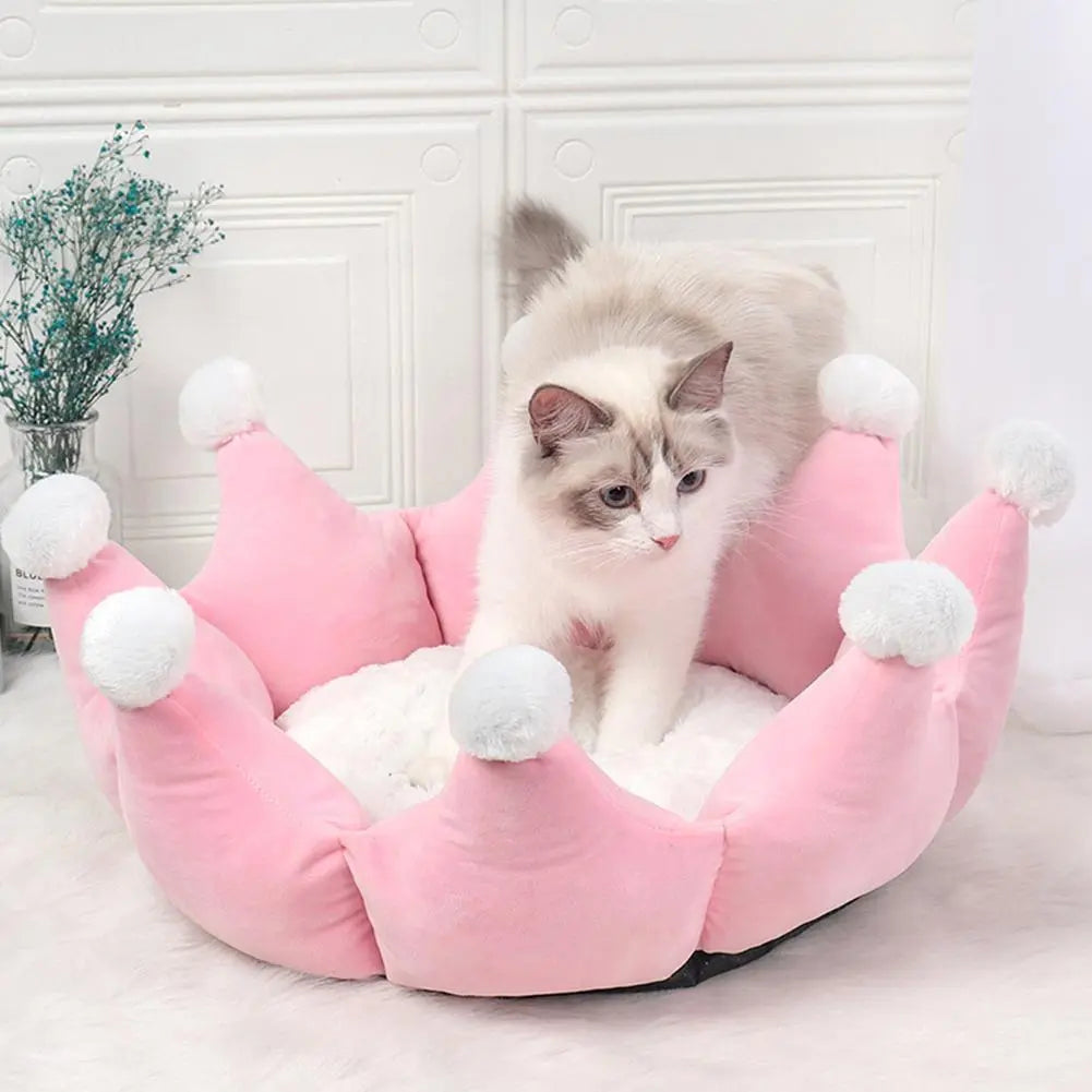 Warming Soft Pet Bed Dog Cat Crown Shape Puppy Sleeping Be