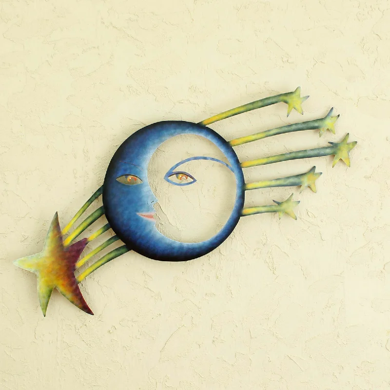 - Degradable pet feces bagCosmic Consciousness Fair Trade Sun and Moon Steel Yellow and Blue Wall Art - Degradable pet feces bagCosmic Consciousness Fair Trade Sun and Moon Steel Yellow and Blue Wall Art