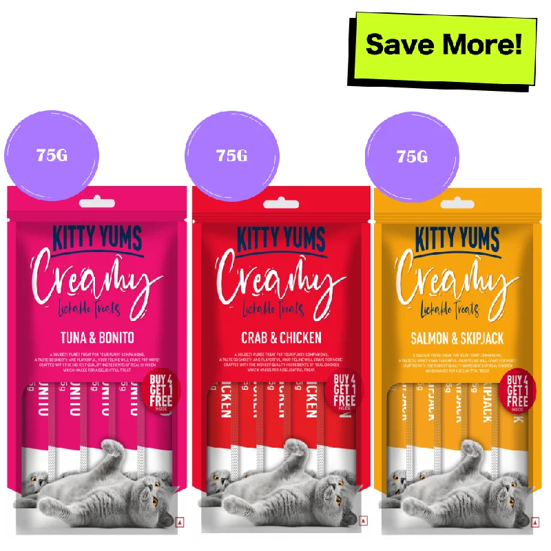 -Anti-scratch scratching board AND cat bed in oneKitty Yums Tuna & Bonito, Crab & Chicken and Salmon & Skipjack Creamy Cat Treats Combo