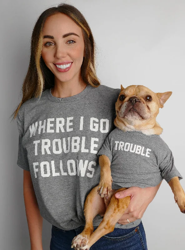 Pet lace clothesTrouble Follows Matching T-Shirt Set