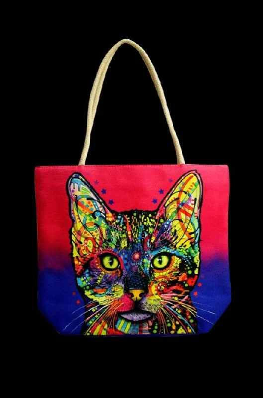  -Explosion-proof leash FOR LARGE dogsJute Rope Handled Tote Bag - Psychedelic Cat