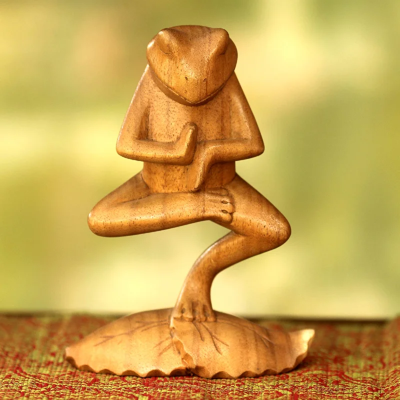 - Air box TSA certified check-inYoga Tree Pose Frog Hand Carved Animal Theme Wood Sculpture - Air box TSA certified check-inYoga Tree Pose Frog Hand Carved Animal Theme Wood Sculpture