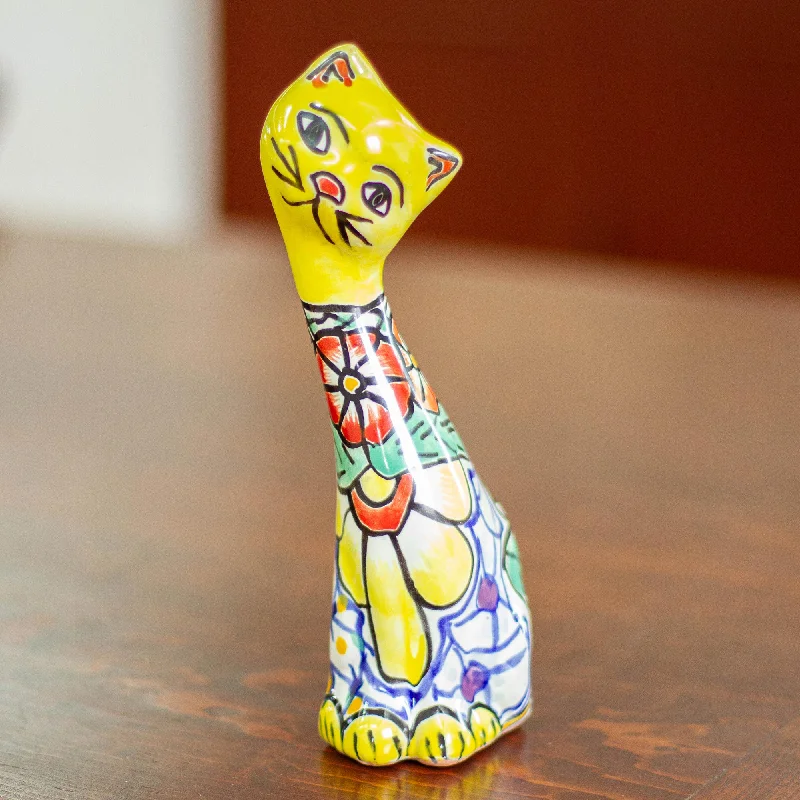 - Postoperative pet anti-licking Elizabethan collarYellow Talavera Cat Talavera Style Yellow Floral Ceramic Cat Statuette - Postoperative pet anti-licking Elizabethan collarYellow Talavera Cat Talavera Style Yellow Floral Ceramic Cat Statuette
