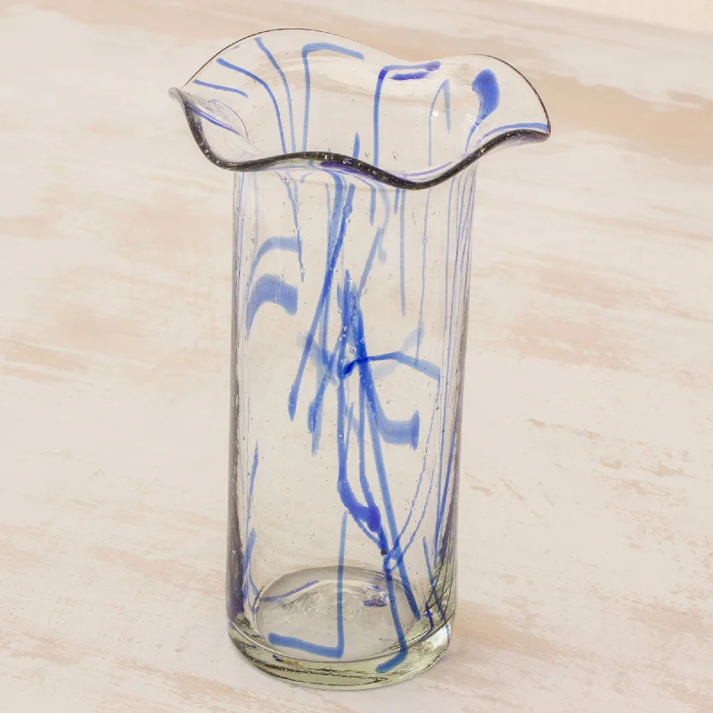 - ​​Pet toys under    yuanBlue Frost Hand-Blown Recycled Glass Vase from Guatemala