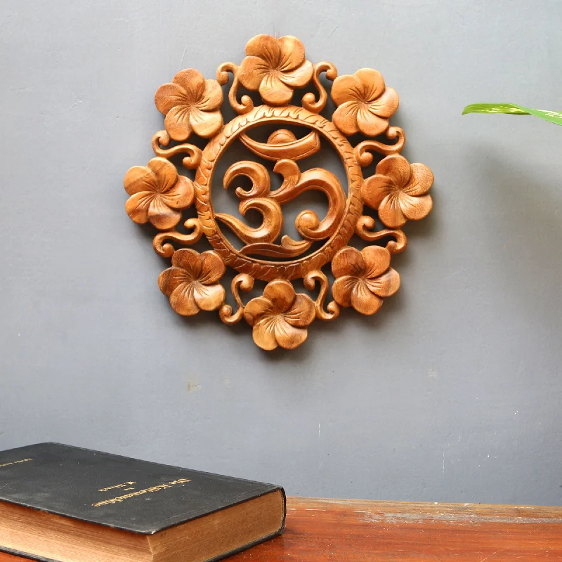 - Foldable and portable cat bagBlooming Om Suar Wood Wall Relief Panel Floral Om from Indonesia - Foldable and portable cat bagBlooming Om Suar Wood Wall Relief Panel Floral Om from Indonesia