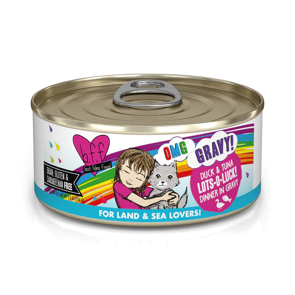    - Natural ingredient cat food  BFF OMG Duck & Tuna Lots-O-Luck!