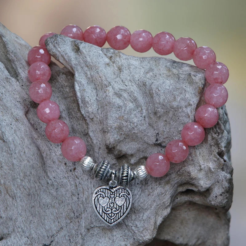 -Splash-proof food bowl AND Anti-choking slow food bowlSentimental Charm Pink Agate and Heart Charm Beaded Bracelet from Bali -Splash-proof food bowl AND Anti-choking slow food bowlSentimental Charm Pink Agate and Heart Charm Beaded Bracelet from Bali