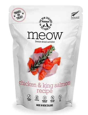    - Cat food for multi-cat households  New Zealand Pet Food Co. Meow Treats Chicken & King Salmon