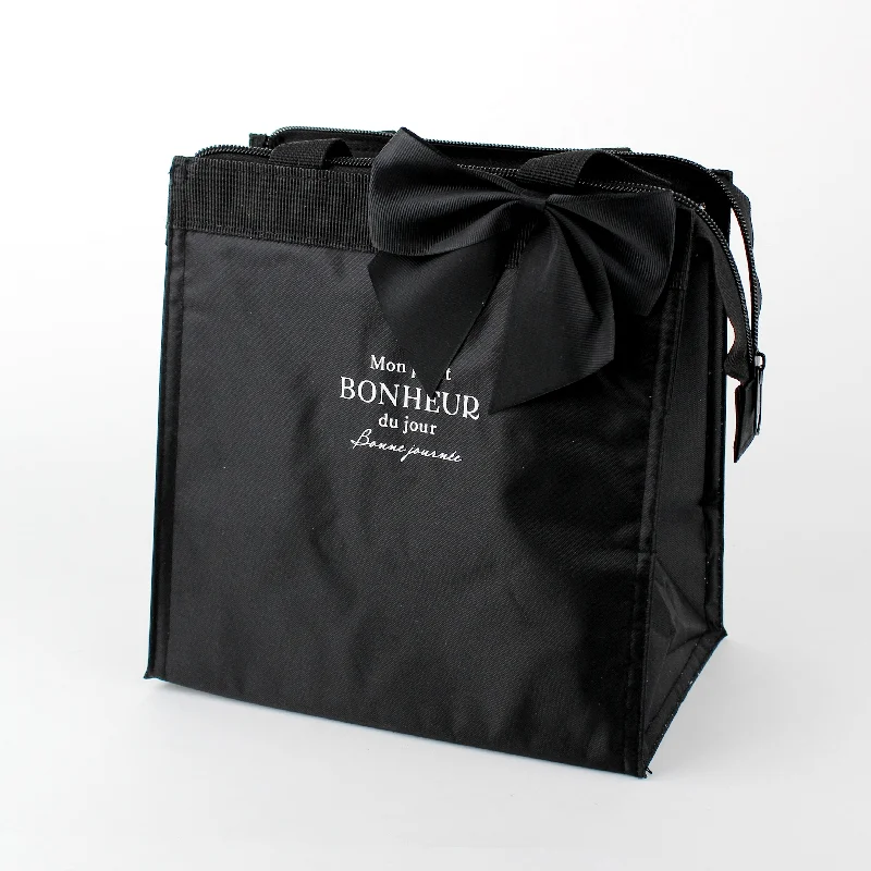 - Cat anti-jump window safety netRibbon Design Wide Lunch Tote Bag with Aluminum Thermal Insulation (Black) - Cat anti-jump window safety netRibbon Design Wide Lunch Tote Bag with Aluminum Thermal Insulation (Black)