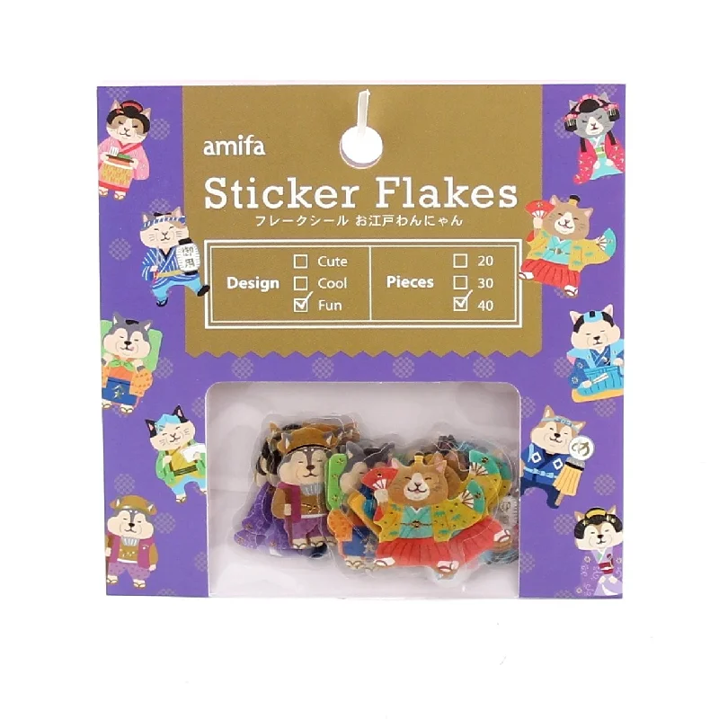 ---Sticker Flakes (Paper/Edo/Cat/Dog/10x10cm (40pcs))