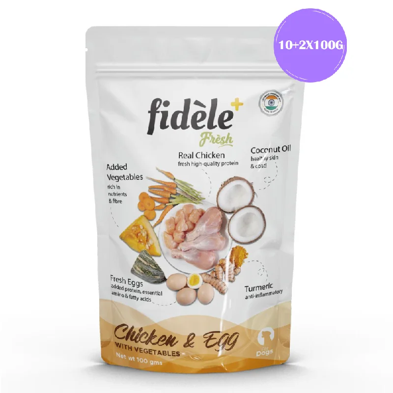  -Splash-proof food bowl AND Anti-choking slow food bowlFidele Plus Fresh Chicken & Egg with Vegetables Dog Wet Food