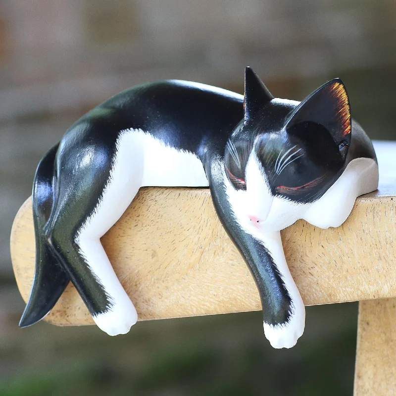 - Elderly dog joint care mattressTuxedo Catnap Balinese Signed Hand-Carved Sleeping Tuxedo Cat Sculpture - Elderly dog joint care mattressTuxedo Catnap Balinese Signed Hand-Carved Sleeping Tuxedo Cat Sculpture