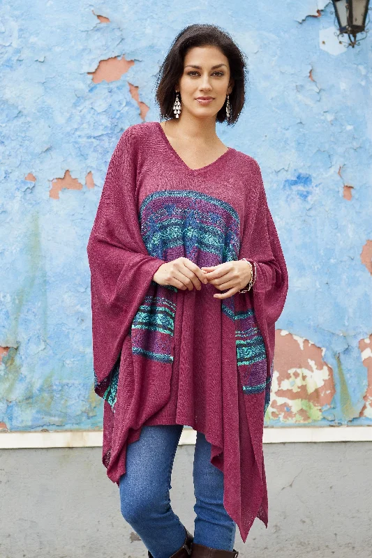- Teething and chewing toys for puppiesAndean Charm Cotton Blend Poncho in Cerise and Blue from Peru - Teething and chewing toys for puppiesAndean Charm Cotton Blend Poncho in Cerise and Blue from Peru