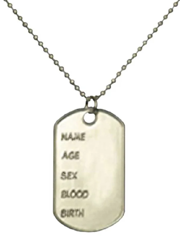 Army Silver Dog Tags Costume Accessory