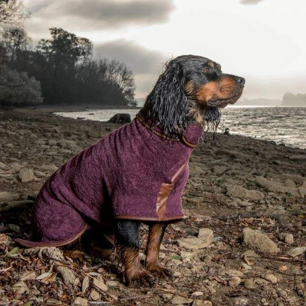 Ruff & Tumble Dog Drying coat Large L Mud Burgundy Navy
