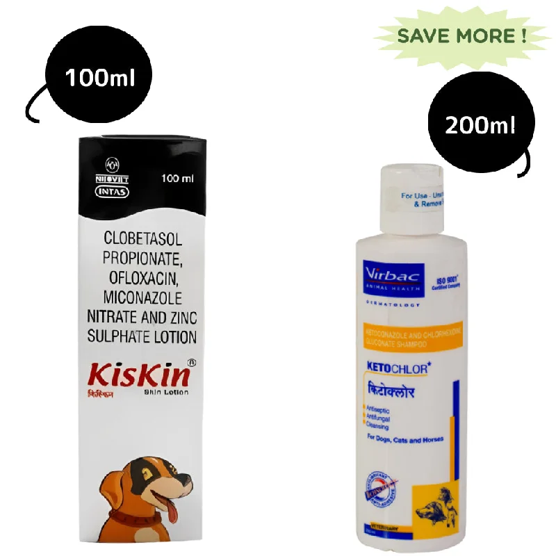 - Postoperative pet anti-licking Elizabethan collarVirbac Ketochlor Shampoo (200ml) and Intas Kiskin Lotion (100ml) Combo - Postoperative pet anti-licking Elizabethan collarVirbac Ketochlor Shampoo (200ml) and Intas Kiskin Lotion (100ml) Combo