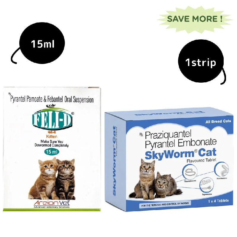 - Pet diabetes prescription foodAreion Vet Feli D Kitten Deworming Suspension (15ml) and Skyec Skyworm Cat Tablet (pack of 4 tablets) Combo - Pet diabetes prescription foodAreion Vet Feli D Kitten Deworming Suspension (15ml) and Skyec Skyworm Cat Tablet (pack of 4 tablets) Combo