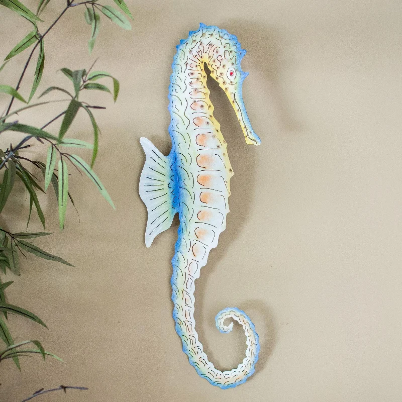 Pet ProductsOcean Seahorse Hand Painted Steel Sea Horse Wall Sculpture from Mexico
