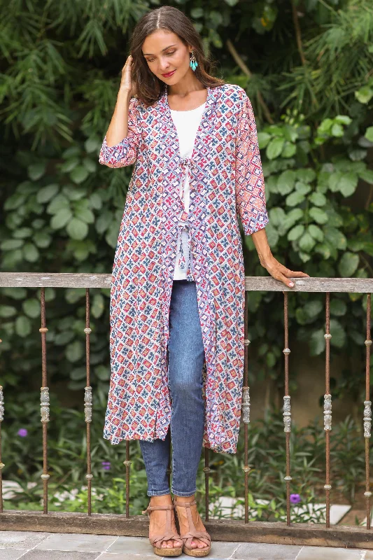 - Pregnant cat delivery room warming boxKelud Crisscross Chili and Azure Printed Rayon Long Kimono from Bali - Pregnant cat delivery room warming boxKelud Crisscross Chili and Azure Printed Rayon Long Kimono from Bali