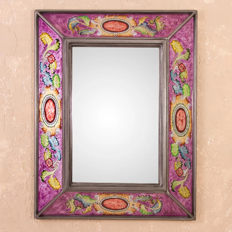 - Dog disposable foam shower gelFloral Medallions in Purple Floral Reverse-Painted Glass Wall Mirror in Purple from Peru - Dog disposable foam shower gelFloral Medallions in Purple Floral Reverse-Painted Glass Wall Mirror in Purple from Peru