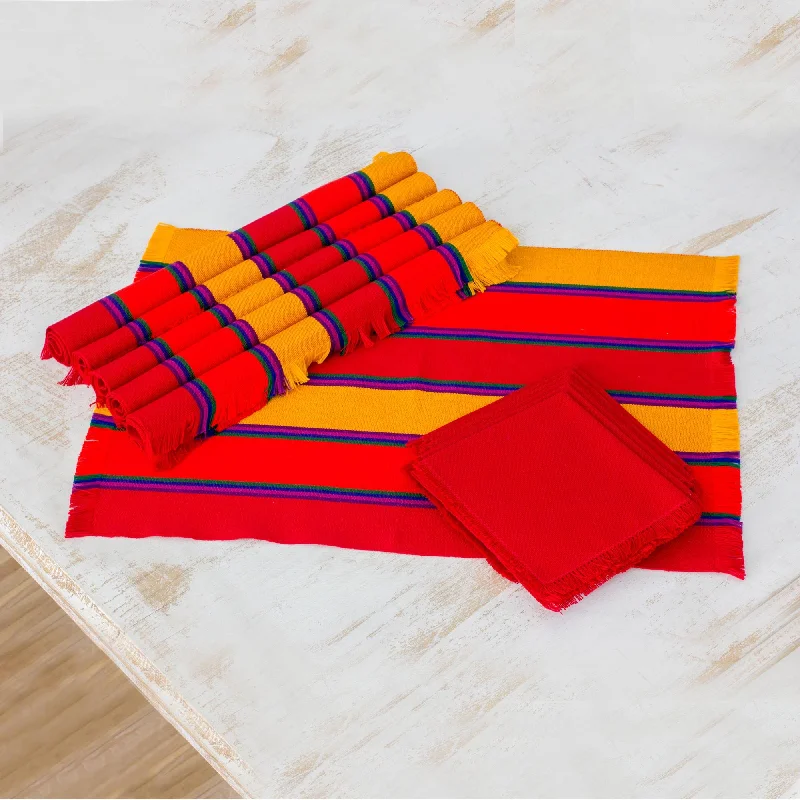 -Anti-scratch sofa protective coverCountry Sunset Set of 6 Striped Cotton Placemats and Napkins from Guatemala -Anti-scratch sofa protective coverCountry Sunset Set of 6 Striped Cotton Placemats and Napkins from Guatemala