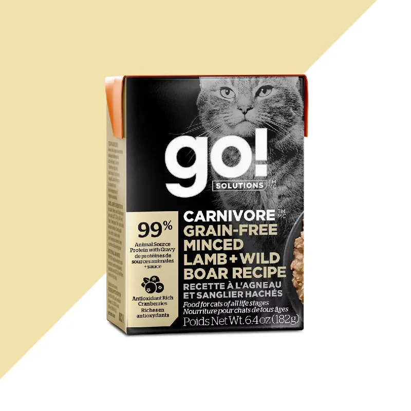    - Where to buy imported cat food  Go! Cat Tetra Carnivore Minced Lamb & Wild Boar