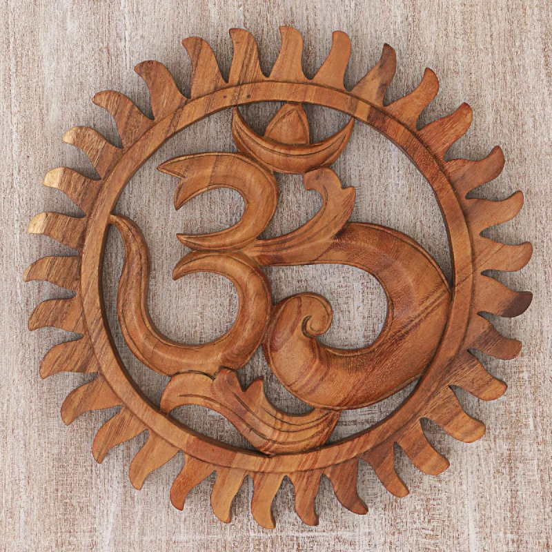 - Organic cotton dog bibsSunny Om Hand Carved Wood Relief Panel Sunny Om from Indonesia - Organic cotton dog bibsSunny Om Hand Carved Wood Relief Panel Sunny Om from Indonesia