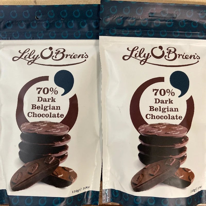 - Foldable and portable cat bag2x Lily O'Brien's 70% Dark Belgian Chocolate Bags (2x110g) - Foldable and portable cat bag2x Lily O'Brien's 70% Dark Belgian Chocolate Bags (2x110g)