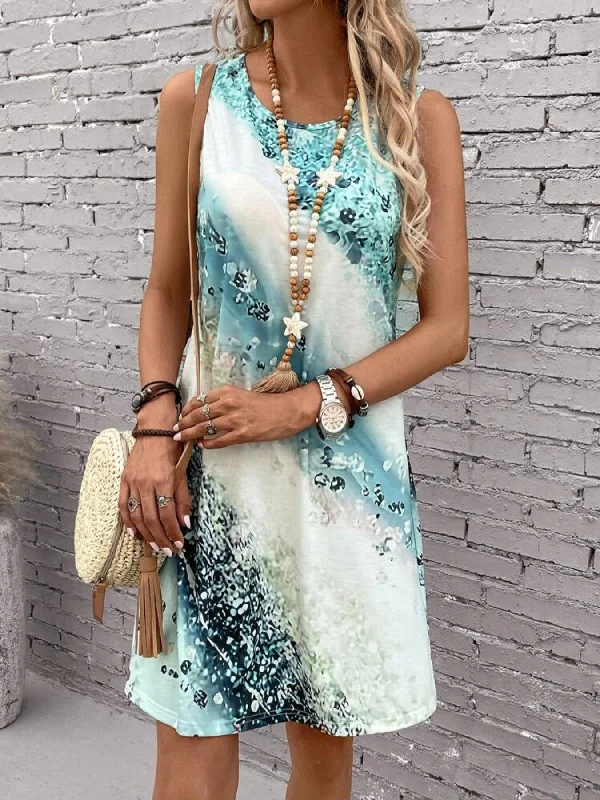 Women's Unique Printed Fashion Sleeveless Dress Dresses