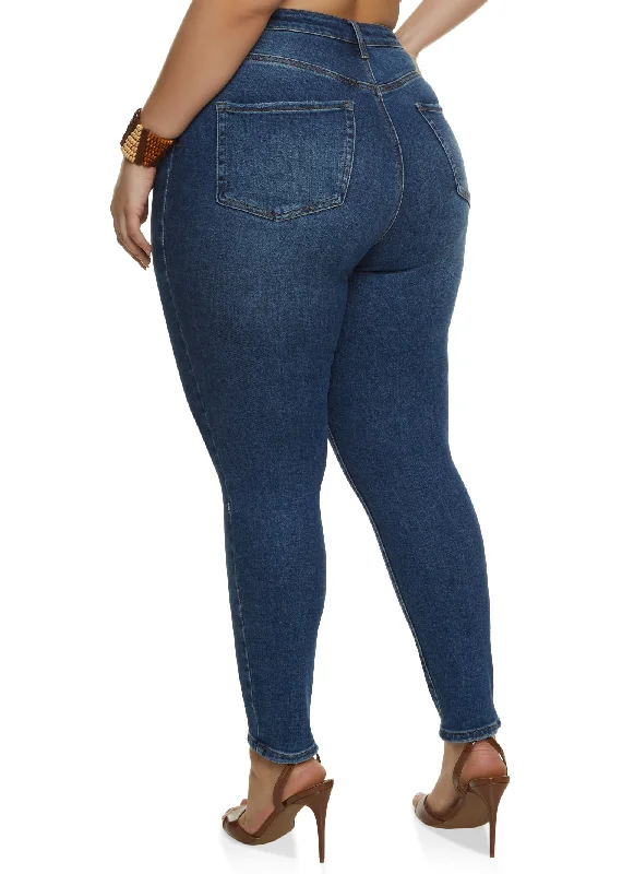 Plus Size WAX Basic Whiskered Jeans