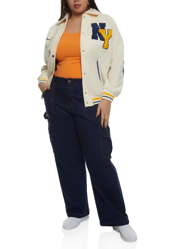 Plus Size WAX Straight Wide Leg Cargo Jeans