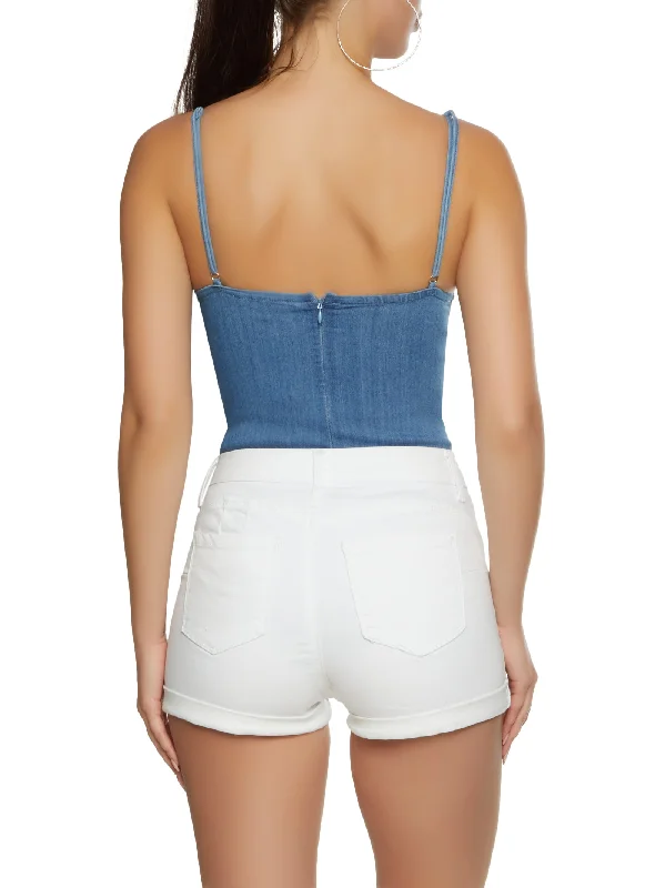 Denim Padded Bustier Bodysuit