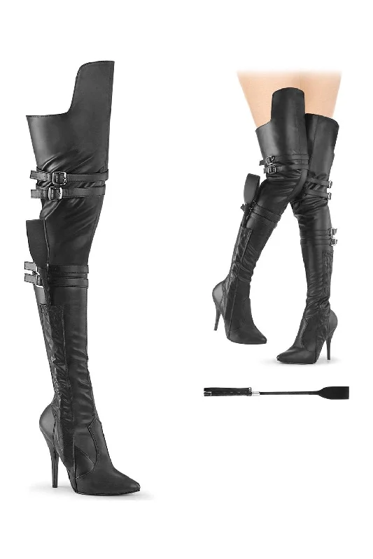 SEDUCE-3080 Thigh Boots | Black Faux Leather