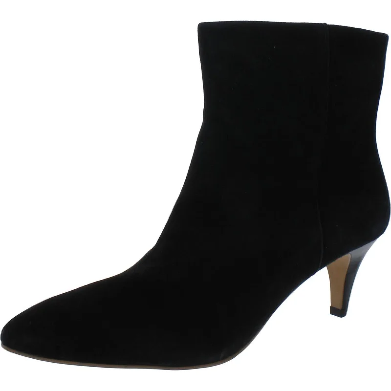 Womens Pointed Toe Kitten Heel Ankle Boots