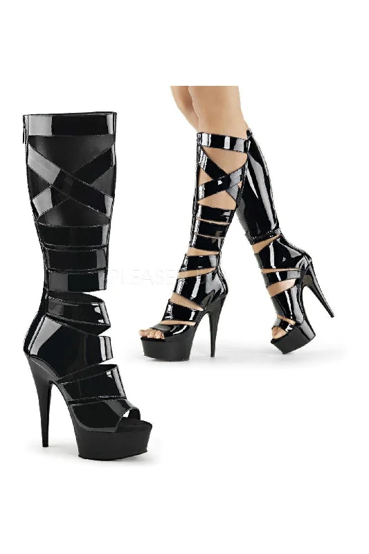 DELIGHT-600-49 Platform Boot  | Black Patent