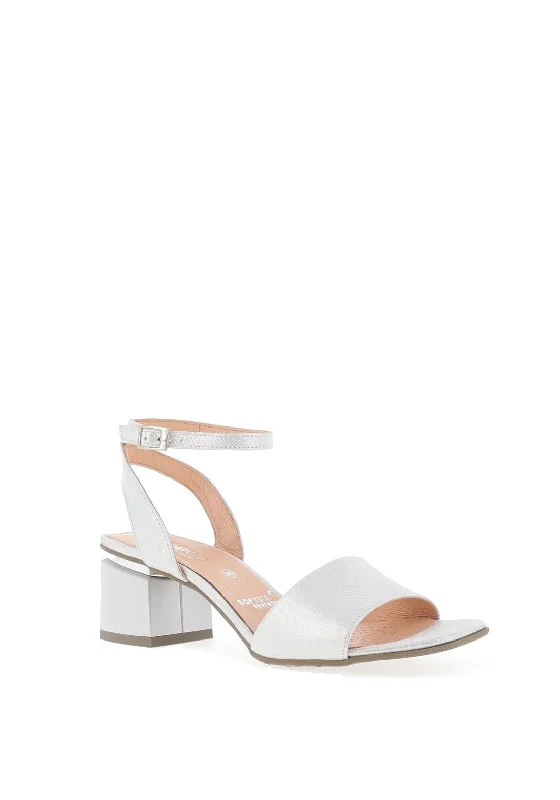 Bioeco By Arka Shimmer Block Heel Sandal, Silver