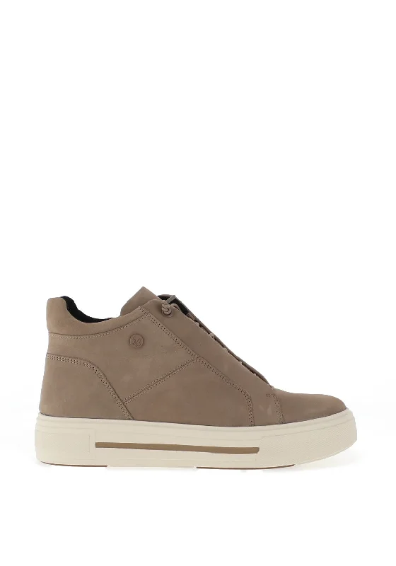 Caprice Suede Leather High Top Trainers, Taupe