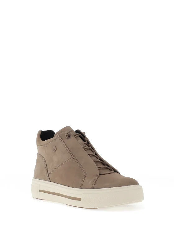 Caprice Suede Leather High Top Trainers, Taupe