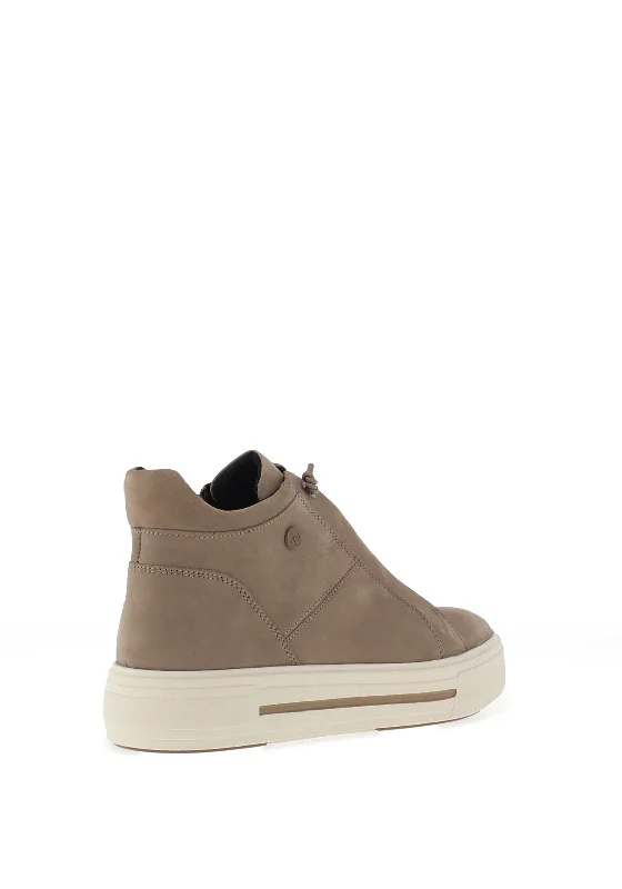 Caprice Suede Leather High Top Trainers, Taupe